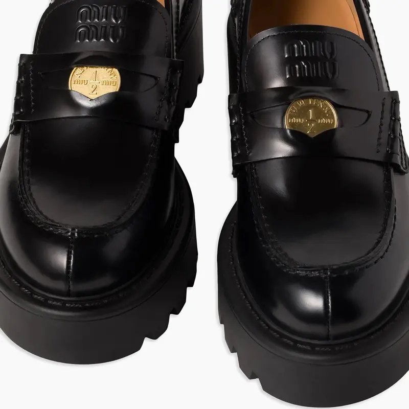 Miu Miu Brushed Leather Loafers - 37