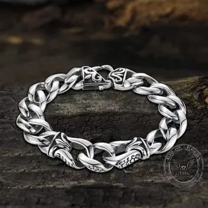 GTHIC Classic Viking Totem Stainless Steel Bracelet Norse Accessories for Daily Wear