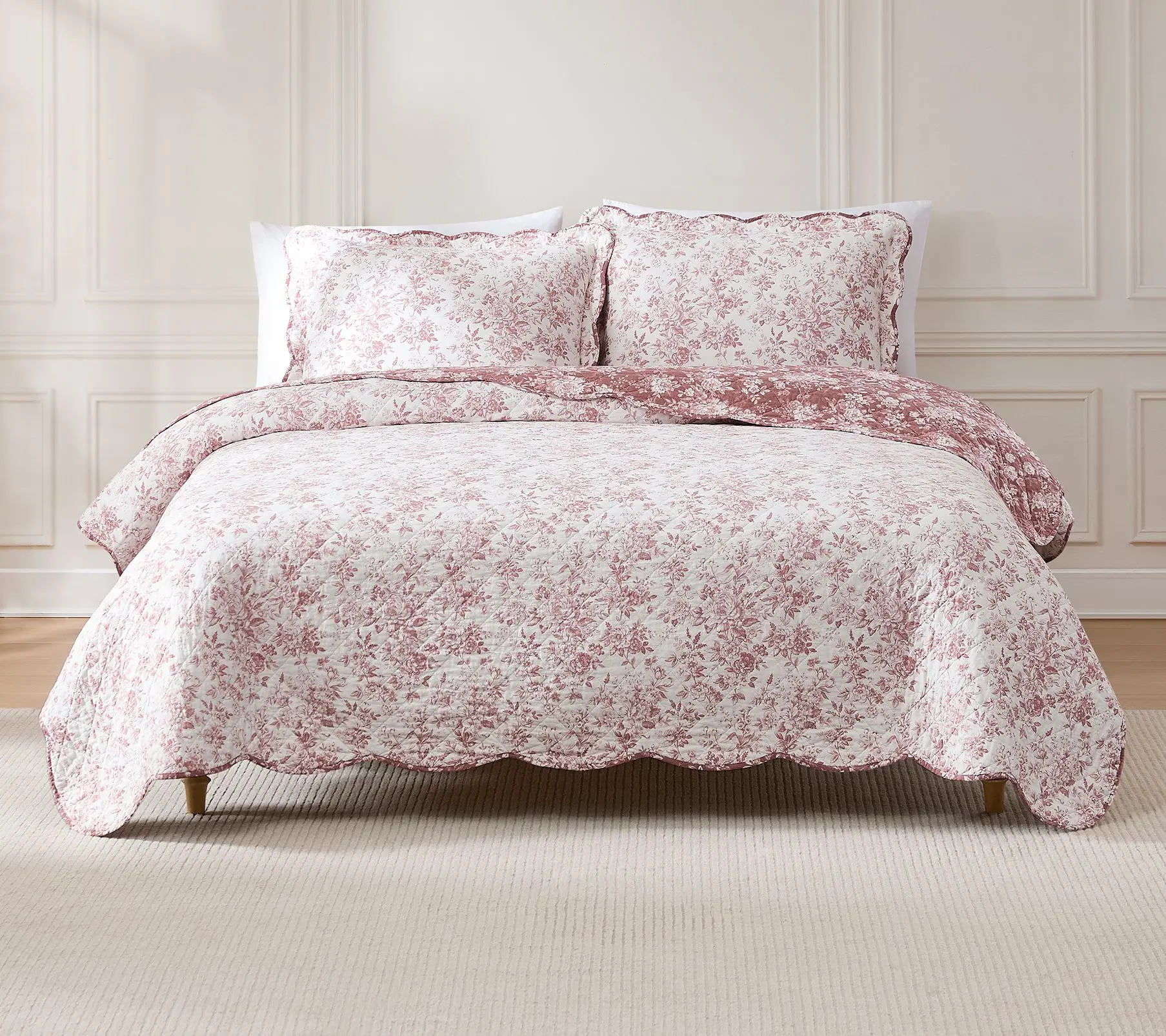 Lush Decor Peony Toile Reversible Cotton QuiltSet King/Cal K