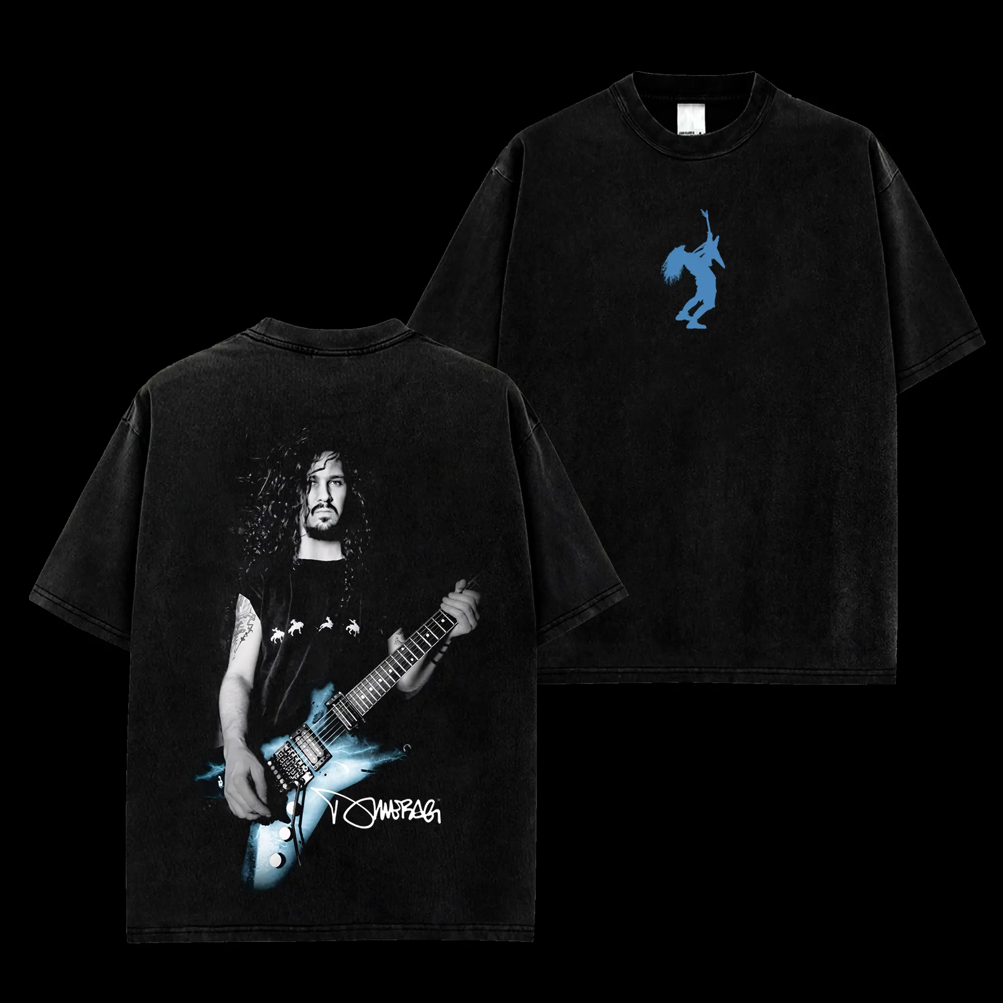 [MetalStyle] Pantera Dimebag Darrell Guitar V4 Retro Unisex 100% Heavyweight Cotton T-Shirt – 90s Records Rock Cotton Tee, Groove Metal Rock Band Shirt, Oversized Vintage Tee, Heavy Metal Merch, Gift for Rock Fans
