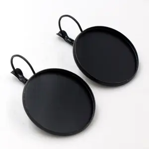 25mm 10pcs Black plated French Lever Back Earrings Blank/Base,fit 25mm glass cabochons,buttons;earring bezels  (L5-03)