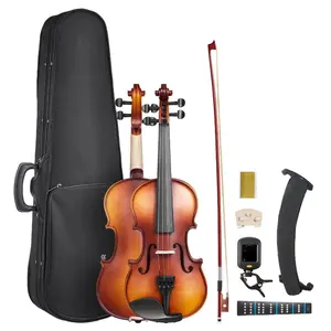 VEVOR Violin 4/4 Full Size for Adults, Violin Fiddle Set for Beginners Student with Hard Case, Rosin, Bow, Shoulder Rest, Bridge, Tuner and Extra Strings, Professional Solidwood Instruments (Black)VEVOR Super Brand Day