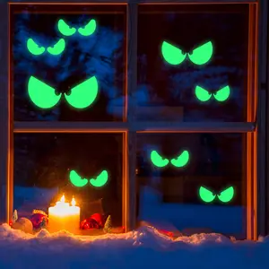 Halloween Glow-In-The-Dark Stickers, Spooky Eye Fluorescent Decals, Window Wall Decor, Perfect for Halloween Scene Setting, Home Decoration