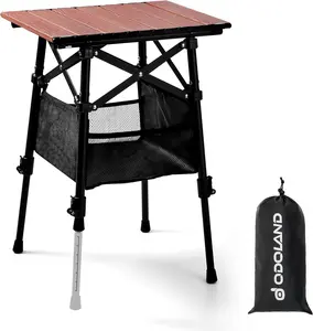 Odoland Folding Camping Table with Sturdy Storage Bag, Adjustable Height Portable Lightweight Mini Beach Table for Outdoor Picnic Camping Travelling