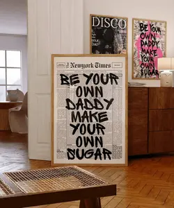 Typography Print, 70s Wall Print, Money Quote Print, Girly Wall Art, Dorm Room Decor, Psychedelic Wall Art, Retro Print, Be Your Own Daddy