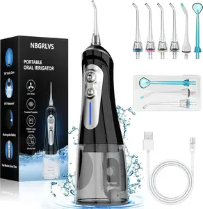 Portable Rechargeable Oral Irrigator, Dental Cleaner with 5 Modes and 6 Nozzles, IPX7 Waterproof, Ideal for Braces and Sensitive Teeth