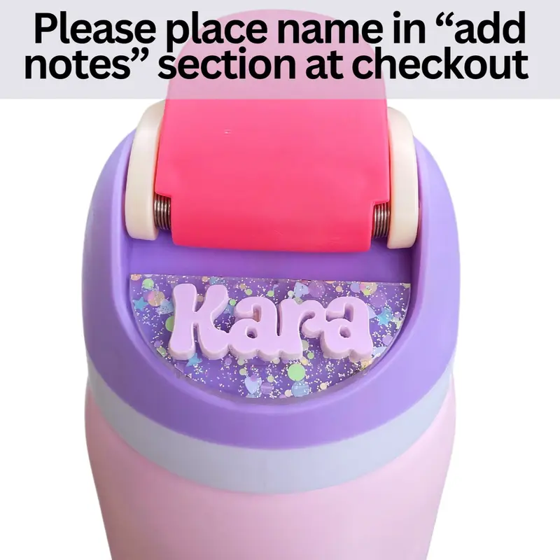 Personalized Owala Nameplate Topper Accessory for 16 oz 24 oz 32 oz 40oz Bottles Customizable Acrylic + Adhesive