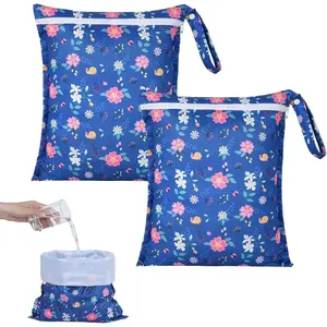 3 Wet Bags with Zippers and Handles, Reusable Waterproof Dry Bag for Swimsuit Trips, Beach, Pool, Gym, (Floral Pattern)(Sheets)