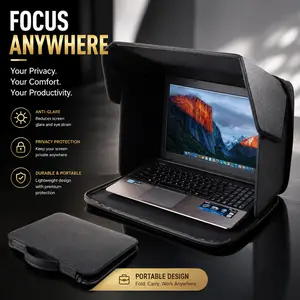 Foldable Laptop Sun Shade & Privacy Hood, Portable Outdoor Laptop Screen Cover Protector for Working Outdoors & Travel Light Organiser Lightweight
