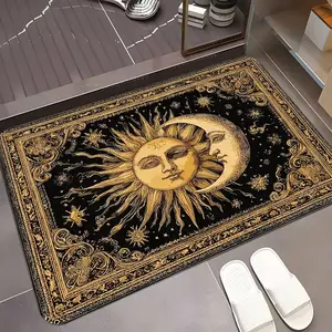 Luxury Sun Moon Diatomaceous Earth Mat, Diatomite Bath Mat, Absorbent Non-Slip Bathroom Door Mat, Home Use Floor Rug, Bath Entrance Foot Pad