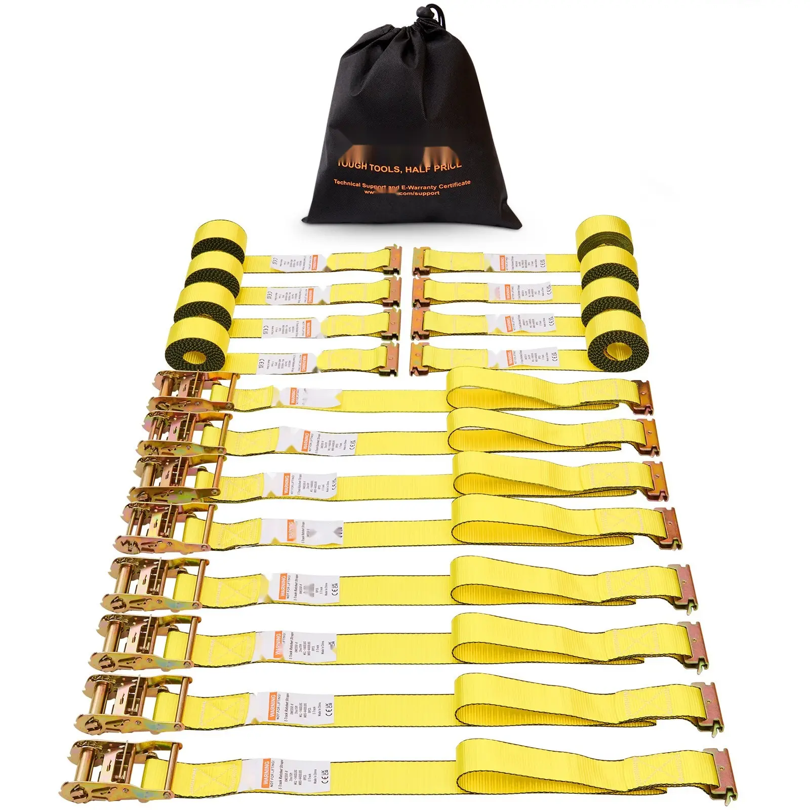 Ratchet Tie-Down Straps Set (8 Pack) With 4400 Lb Break Strength, E-Track Compatible Endless Ratchet Design, Includes 8 Premium 2" x 15' Tie Downs, Heavy Duty Cargo Securing For Moving Appliances Lawn Equipment