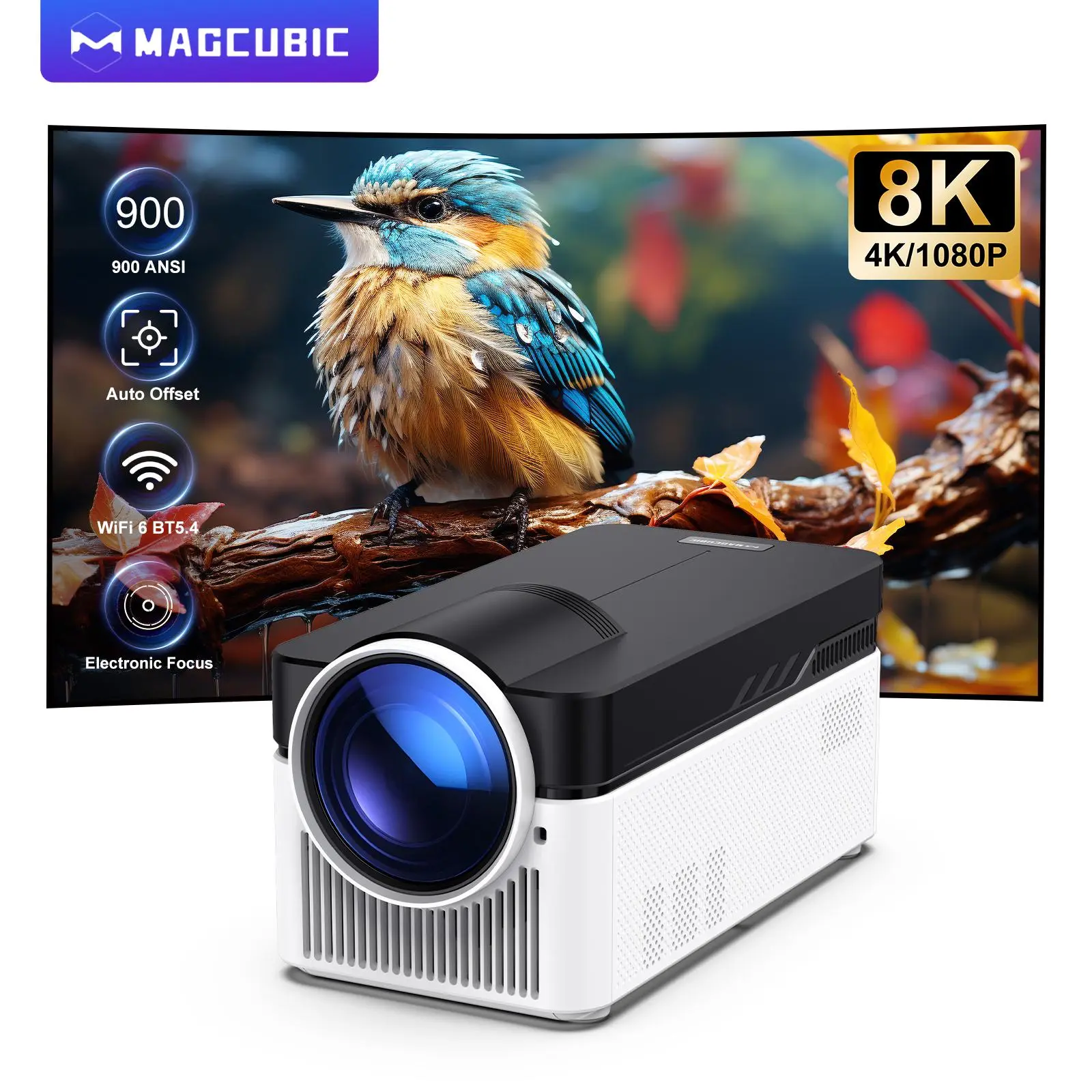Magcubic HY450 900ANSI Ultra Short Throw Projector Native 1080P 8K Decode Auto Offset Electronic Focus Dual WiFi6 BT5.4 Allwinner H716 Built-in Dual 5W HiFi Speakers 32G High Performance Home Cinema #SummerWins #DealsForYouDays