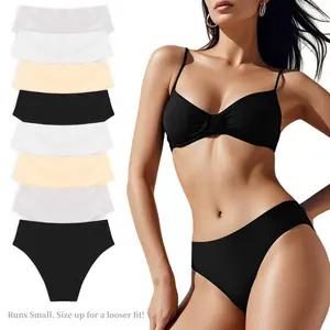 Women's Cotton Bikini Brief Underwear Multipacks (8pcs/4pcs) - High Waist Soft Breathable Panties, Seamless Comfort Briefs for Daily Wear, Solid Color Knickers for All Seasons Fit Fabric Modest