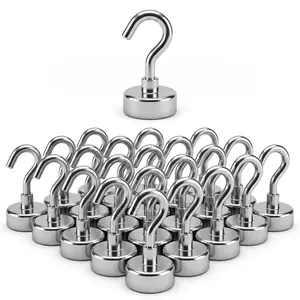 20-Pack Heavy-Duty Magnetic Base Hooks, 25LB Strength, Multifunctional Swivel Hooks, Ideal for Kitchen, Garage Hanging, Magnetic Base Hook