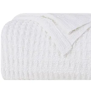 PiccoCasa 100% Cotton Thermal Blanket Soft Lightweight Knit Throw Blanket Waffle Weave Home Decors Knitted Blanket for Couch, Bed, Sofa, Travel