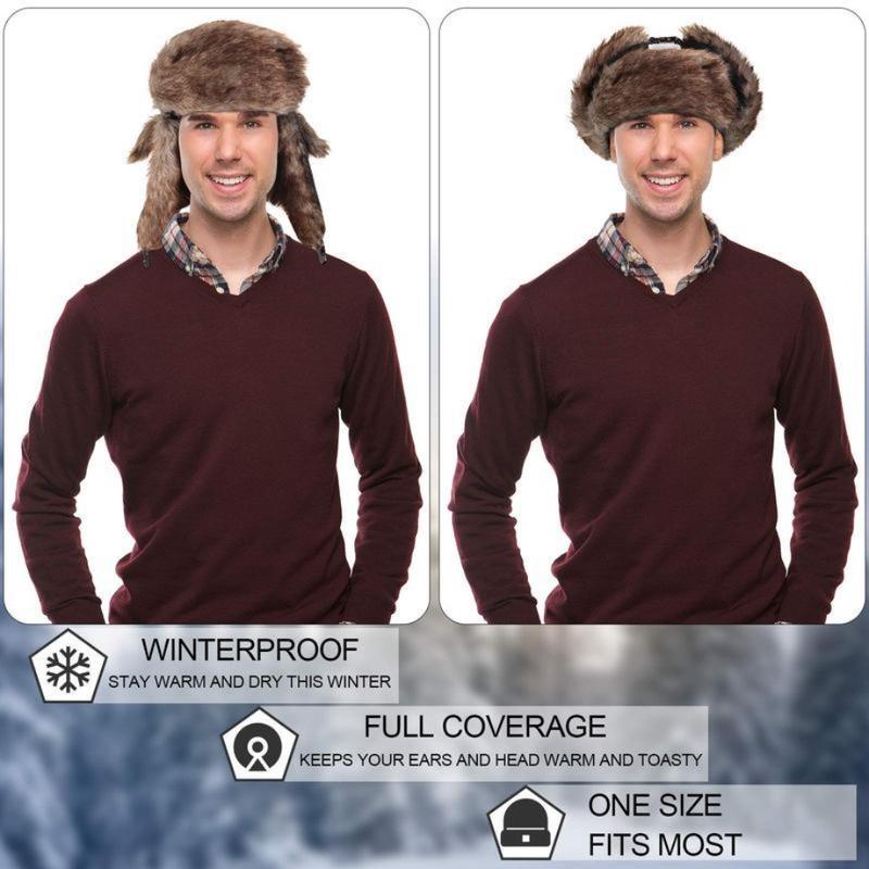 Faux Fur Reflective Aviator Trapper Hat | Warm, Windproof Winter Cap for Outdoor Snow Activities & Cold Weather Protection