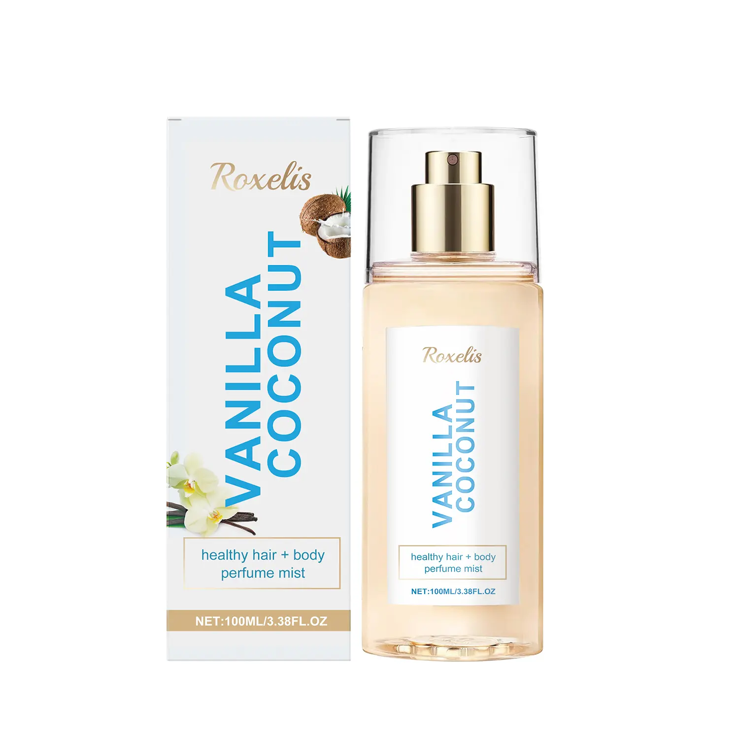 Body & Hair Fragrance Mist, Hydrating Scented Spray with Gourmand Vanilla & Coconut, Easy Apply Long-Lasting Aroma for Women, 3.4 fl oz (100ml), Vanilla Coconuts