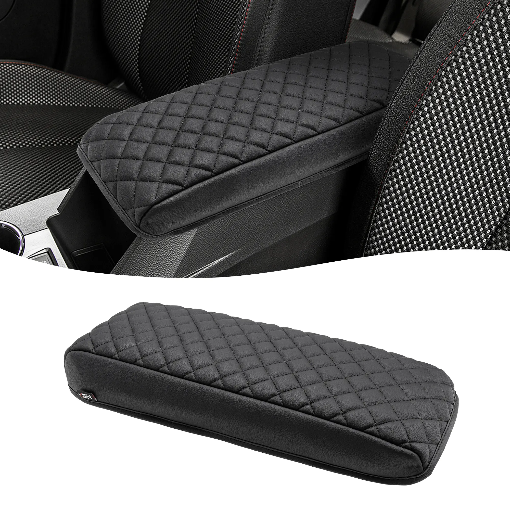 KBH Center Console Armrest Cover for Chevy Equinox, GMC Terrain 2010 2011 2012 2013 2014 2015 2016 2017, Middle Console Lid Protector, Arm Rest Cushion Pad, Vinyl Leather, Black