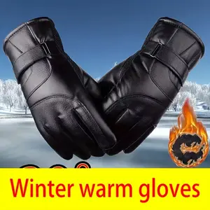 Premium Leather Gloves with Cashmere Lining - Warm Fleece Lined Faux Leather Winter Gloves for Holiday Gift - Supple PU Leather for Comfort and Durability