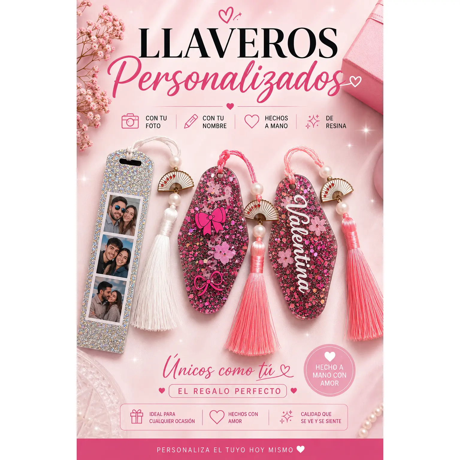 Personalized Llaveros with Photo and Name Handmade from Resin Unique Gift for Any Occasion Perfect Present