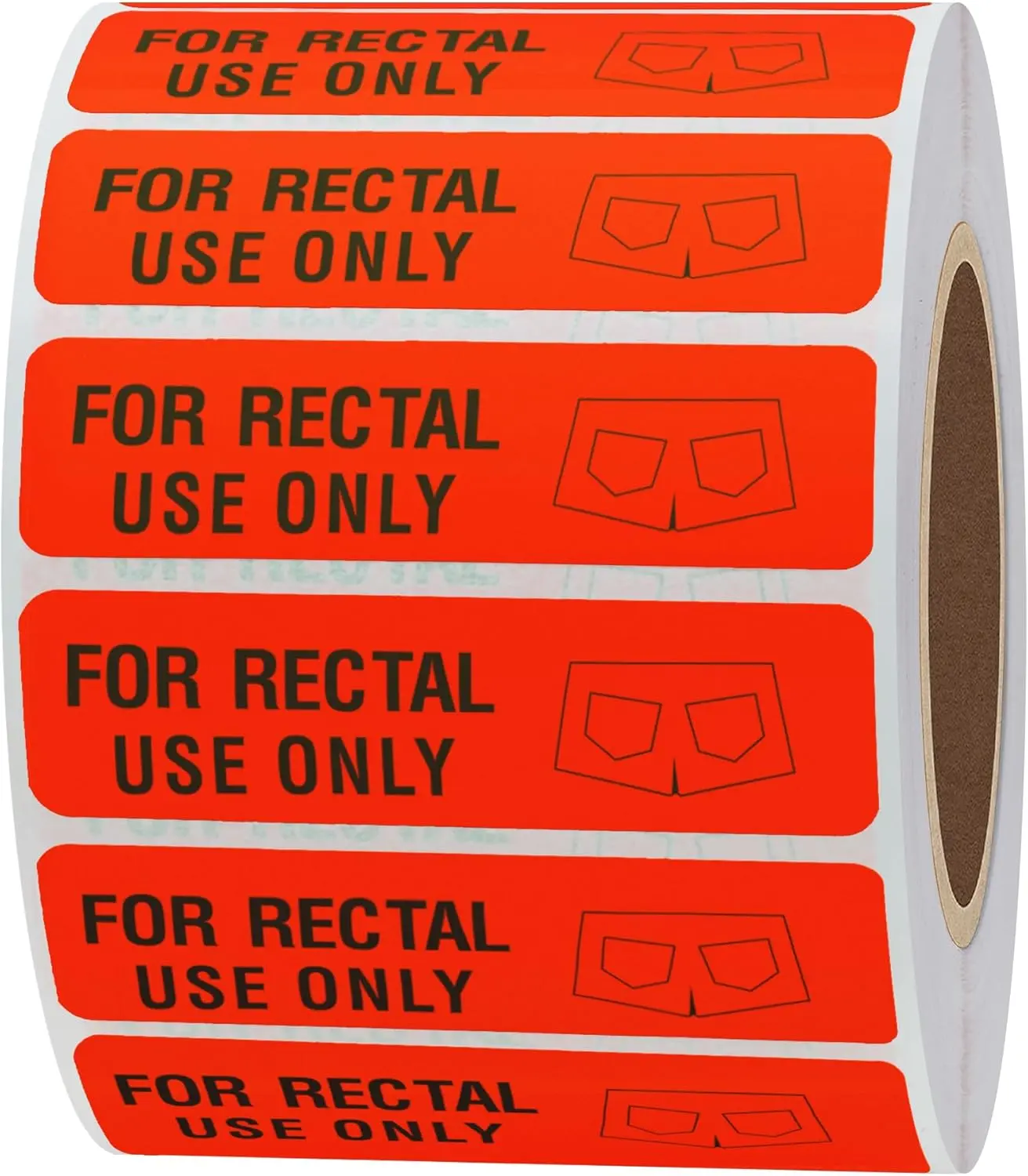 Rectal use stickers only - 500 sheets, 0.5 inch x 1.5 inch, bright orange glossy paper labels with permanent adhesive, suitable for medical use, office pranks, parties, and personal organization