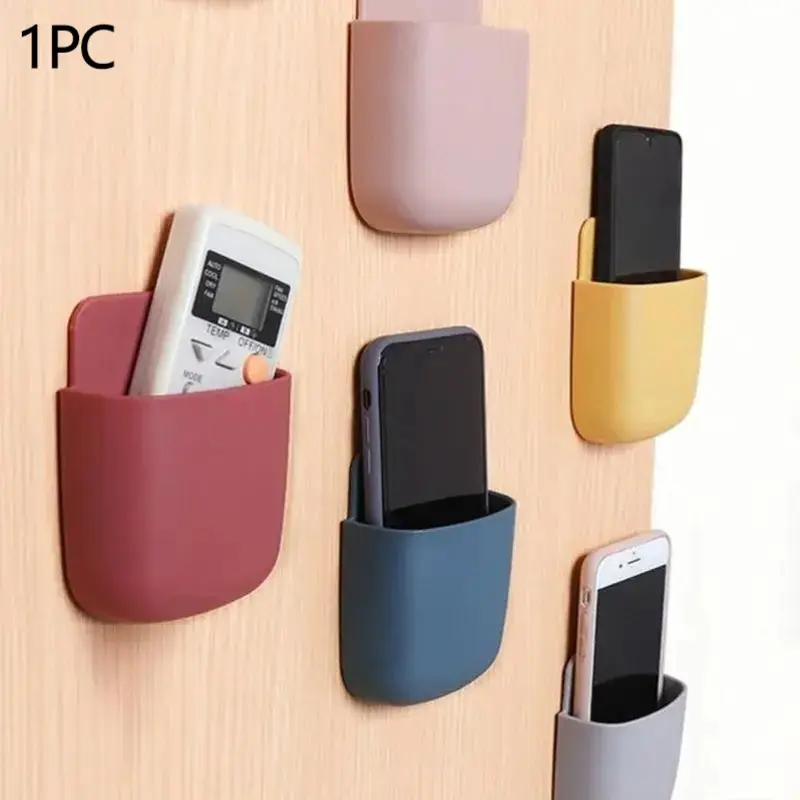 Wall-Mounted Storage Organizer, Handy Adhesive Plastic Box for Phones & Remotes, Phone Mount Holder, Ideal for Home Organization, Versatile Storage Rack