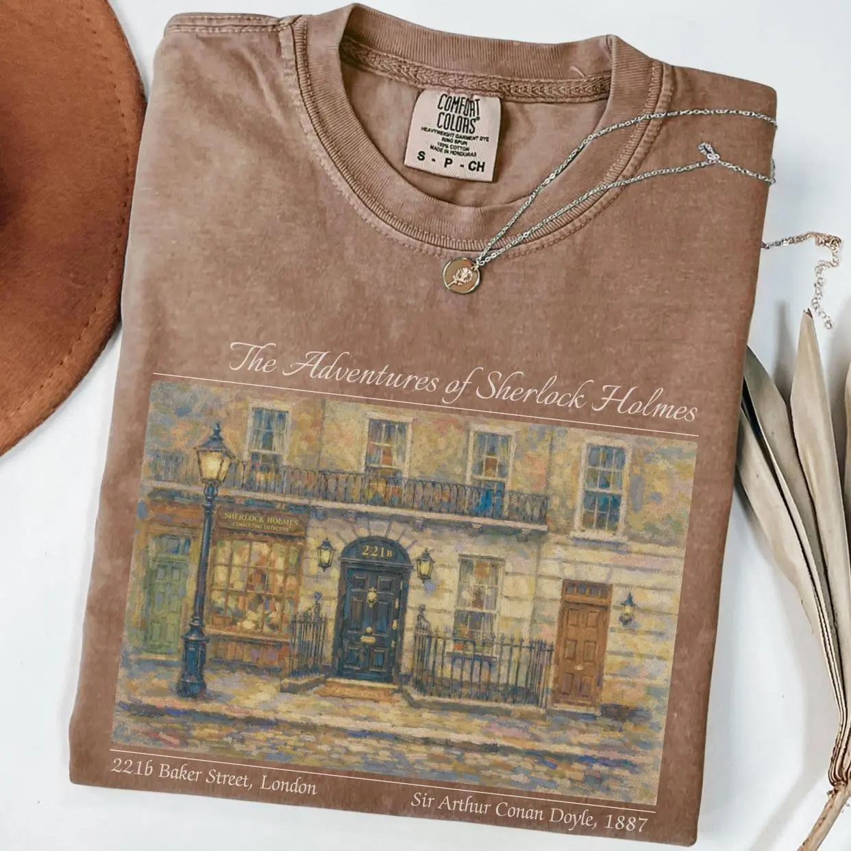 221b Baker Street Shirt Sherlock Holmes Fandom Merch Booklover T-shirt Bookworm Tshirt Bookish Painting Tee Book Art Gift, Full Color Range, Find Your Perfect Shade, Looks Good, Feels Better
