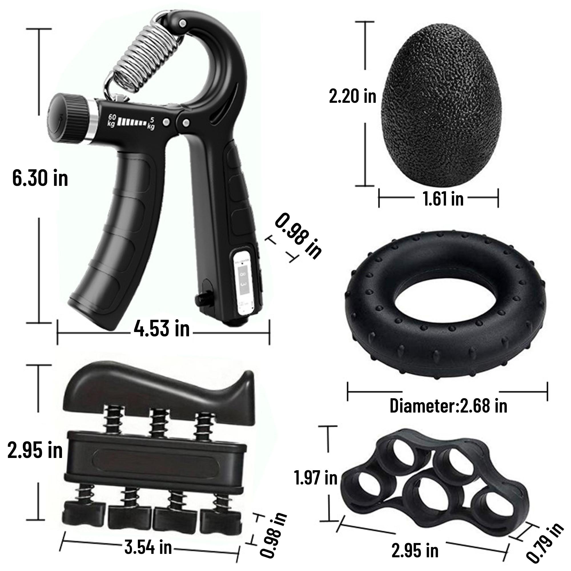 5-in-1 Hand Grip Strengthener Set, Vein-Boosting Forearm Trainer with Finger Exerciser, Grip Ring & Stress Ball for Fitness Enthusiasts