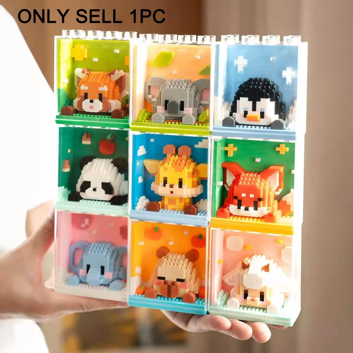 Cute Animal Design Micro Model Building Block, 1 Box Mini Animal Micro Model Building Block with Display Box, City Cartoon Animal Diamond Bricks Toy, Building Block Figures, Creative Building Blocks