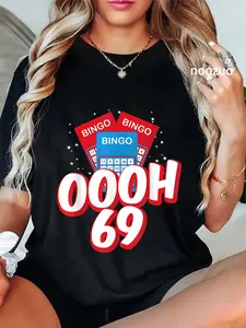 100% Cotton Unisex OOOOH 69 Bingo Game Player Funny Adult Humor Bingo Lover T-Shirt