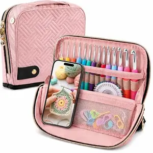Empty Crochet Hook Case, Ergonomic Crochet Hooks with Crochet Case Stand Up - Crochet Hook Organize with 30 Slots for Hooks & Needles, Accessories, Crochet Lovers, Crochet Kit for Beginners