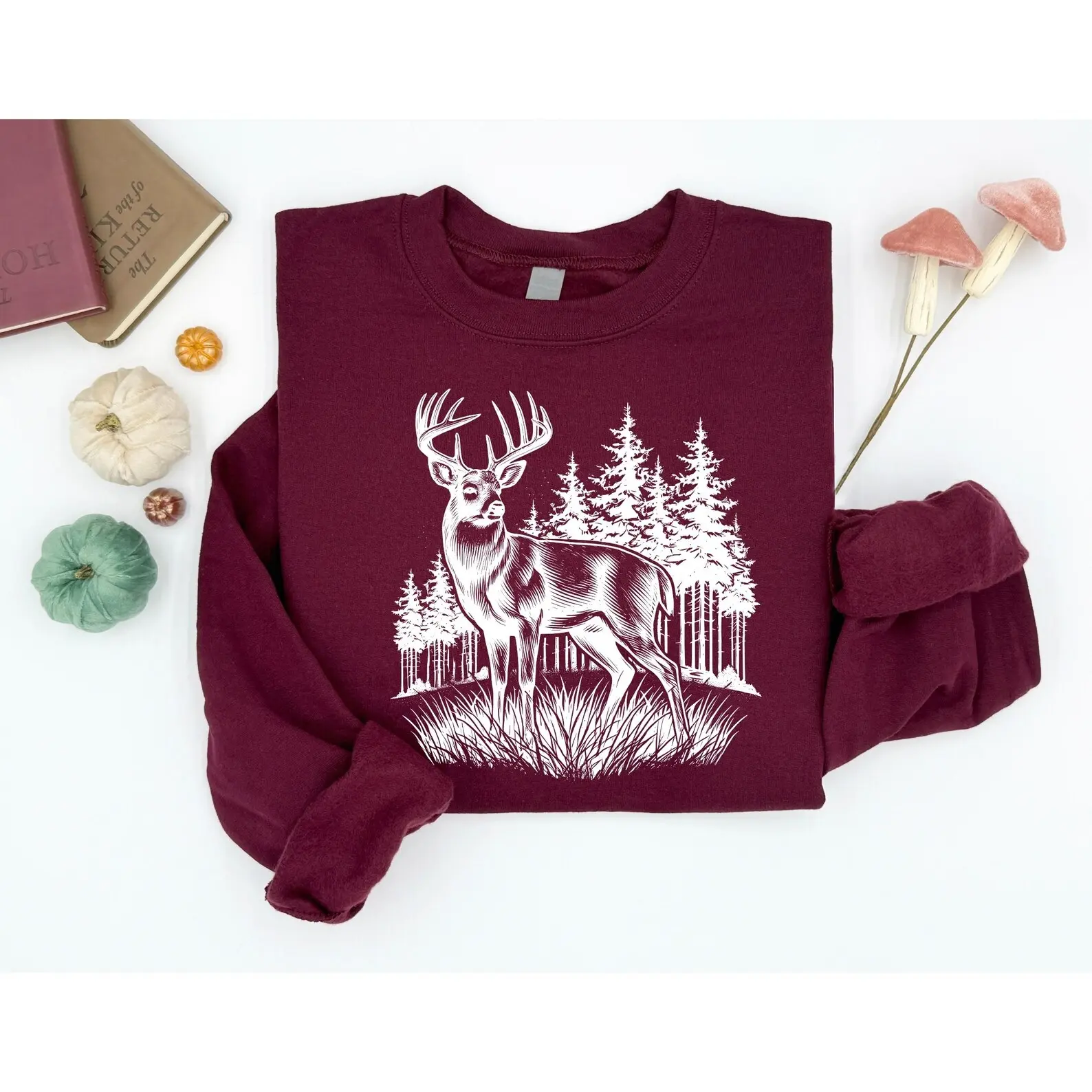 Deer Sweatshirt, Forest Buck Crewneck, Nature Lover Gift