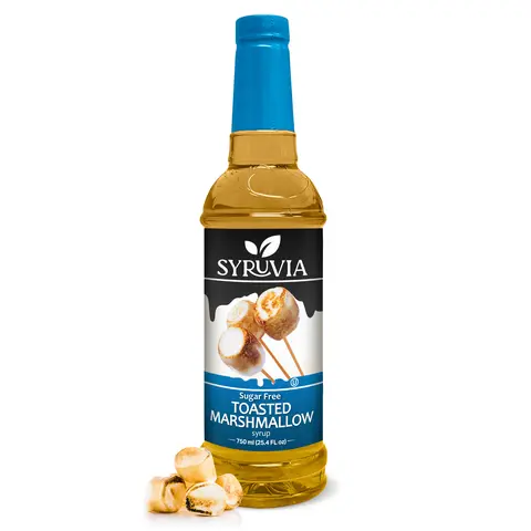 Syruvia Sugar-Free Toasted Marshmallow Coffee Syrup - 25.4 fl oz Plastic Bottle, 0 Calorie, Kosher, Gluten-Free Shake-Ready Syrup for Drinks, Shakes, Hot Cocoa Upgrade, Beverage