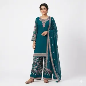 Farsi Salwar - Traditional Design with Floral Patterns and Elegant Embellishments
