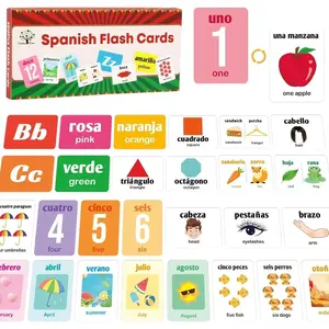 Mother's Day Spanish Flash Cards 100 English to Spanish Bilingual Flashcards Español Vocabulary Alphabet Number Colors Educational Learning Toys for Kids Adult Beginners Toddlers Grade School Classroom, Kids Stuff, Round Edges