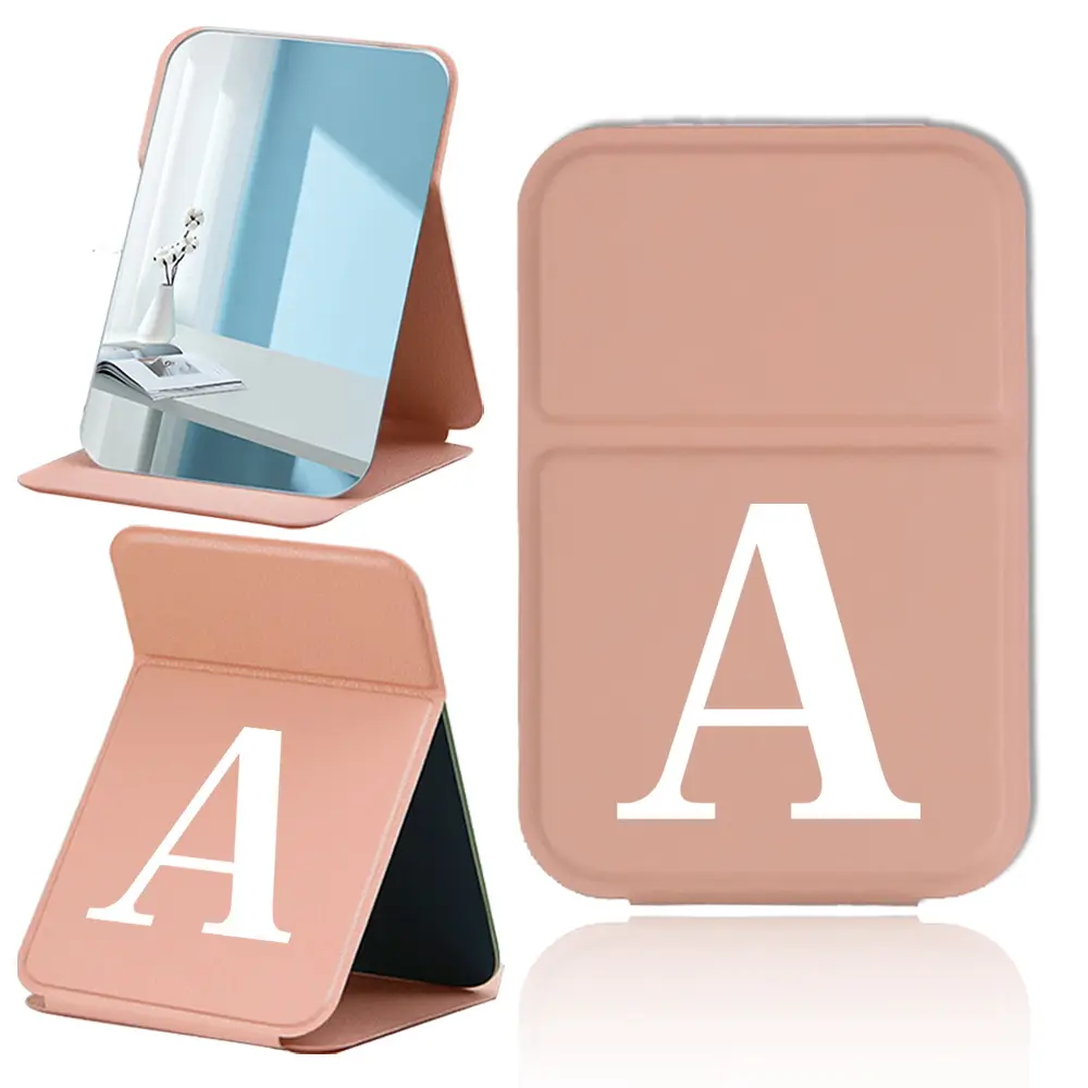 Foldable Makeup Mirror, PU Leather Portable Cosmetic Mirror, Dustproof & Waterproof Design, Compact Size for Travel & Home Use