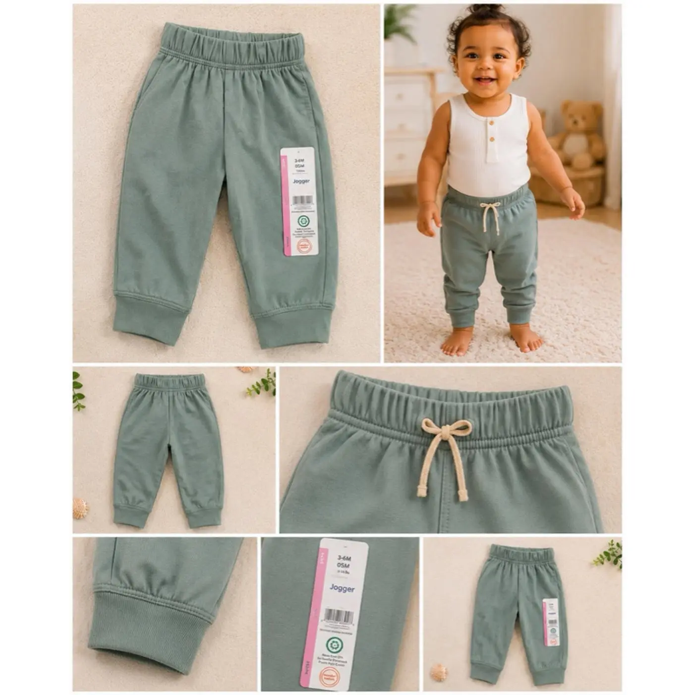 Girls' 0-3 Months Joggers - Soft & Comfortable Pants for Little Ones - Perfect for Daily Wear & Playtime