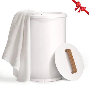 Towel Warmer for Bathroom SPA by SAMEAT| Large Capacity- Heated Towel Warmers Bucket, Wood Handle, Auto Shut Off, Fits Up to Two 40"X70" Oversized Towels, Cosy, Blankets, holiday gifts Home Restroom