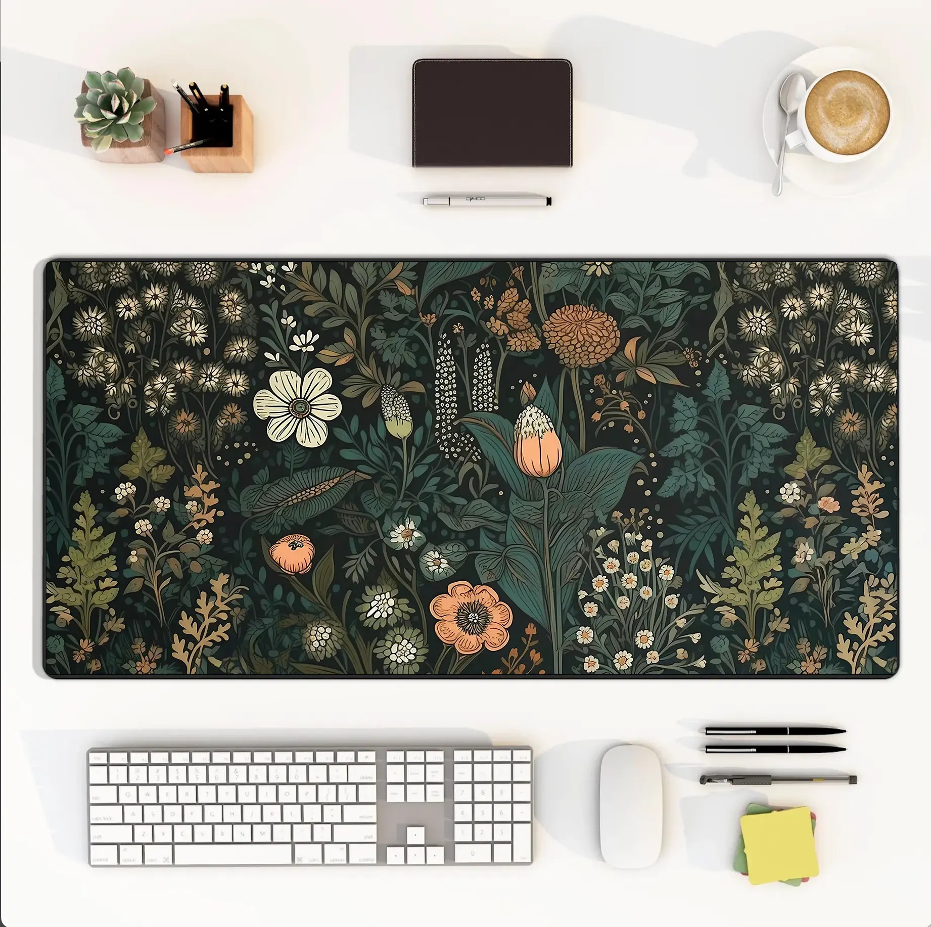Dark Cottagecore Mat, Floral Desk Mat, Botanical Mouse Pad, Vintage DeskMat, Wildflower Mousepad, Nature Desk Decor, Garden Desk Pad, Intricate Mouse Mat, Gothic Art Decor