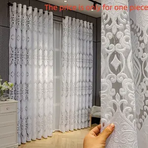 1pc Transparent Curtain Embroidered Sheer, Living Room Bedroom Balcony Kitchen Dining Room Curtains, European Style Window Drapes