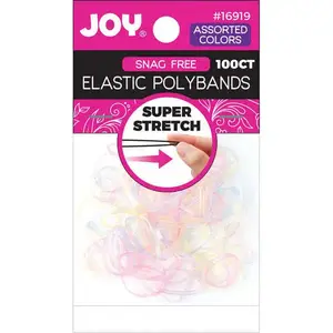 Joy #16919 Elastic Polybands 2.5 cm 100 ct Transparent Asst