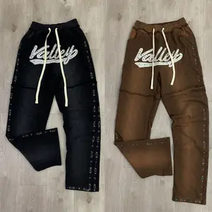 Good Quality VALE Forever Sweatpants Brown Green Black Men Women Fashion Hotfix Rhinestone Style American Style VALLEY Pants