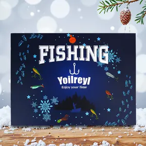 Christmas Fishing Lure Mystery Box, Fishing Gear Set, 24 Days Countdown Calendar with 24 Unique Lures, Soft & Hard Baits, High Realism, Fun Gift Idea!