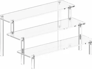 Acrylic Display Stand Risers, 3 Tier Perfume Stand Organizer, Clear Cupcake Stand Holder, Large Shelf Risers for Figures, Display Shelf for Collectibles, Dessert Shelves for Decoration and Organizer