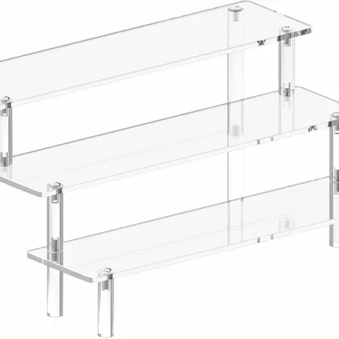 Large Multifunctional Transparent 3-Layer Acrylic Riser Display Rack - 1-Piece Home Organizer, Cologne Stand Display, Figure-Height Lift for Showcasing Cupcakes & Supporting Figures