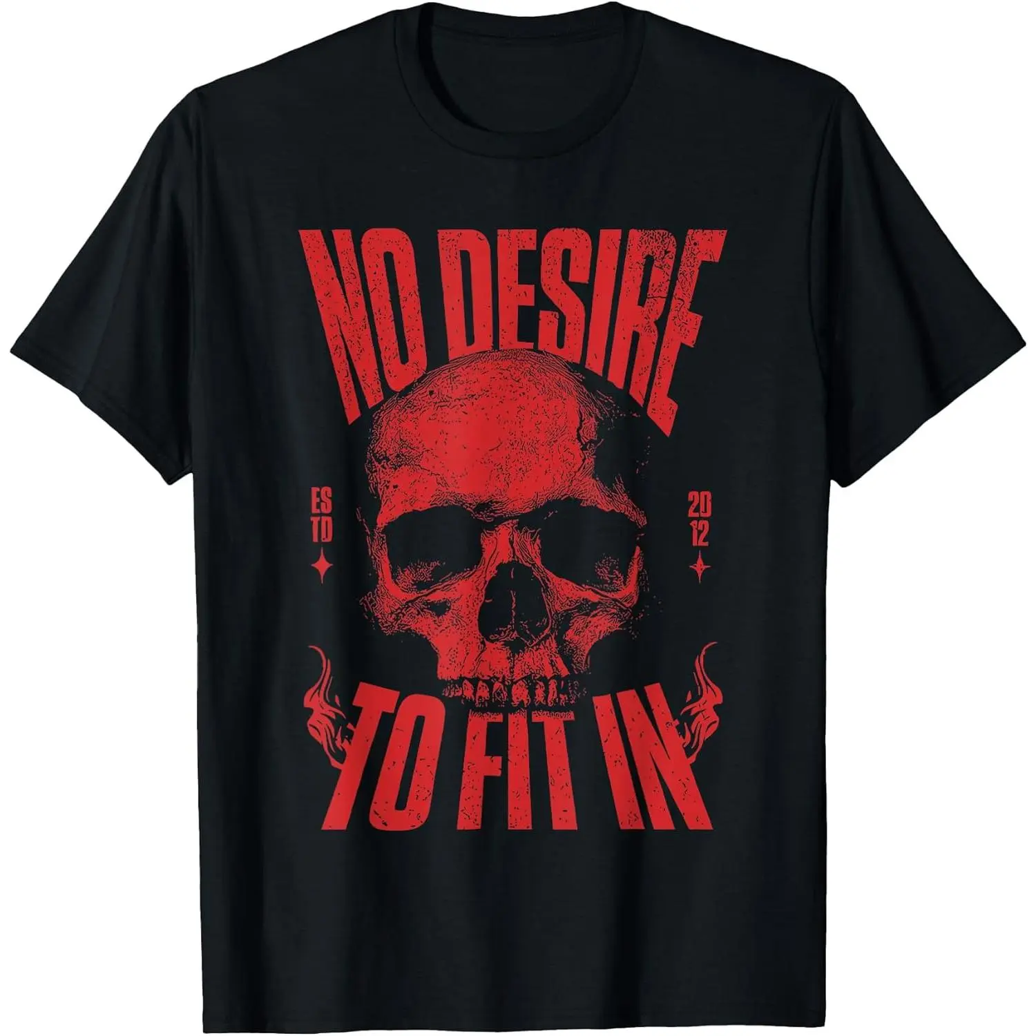 Men's Short-Sleeve Cotton "No Desire to Fit In" Skull Print T-Shirt, Everyday Tops for Casual Wear, Shortsleeve, Fabric, Graphic, Piece, Soft, Style, Round Neck, Outfits, Hem, Classic, Menswear, Softness, Regular, Clothes