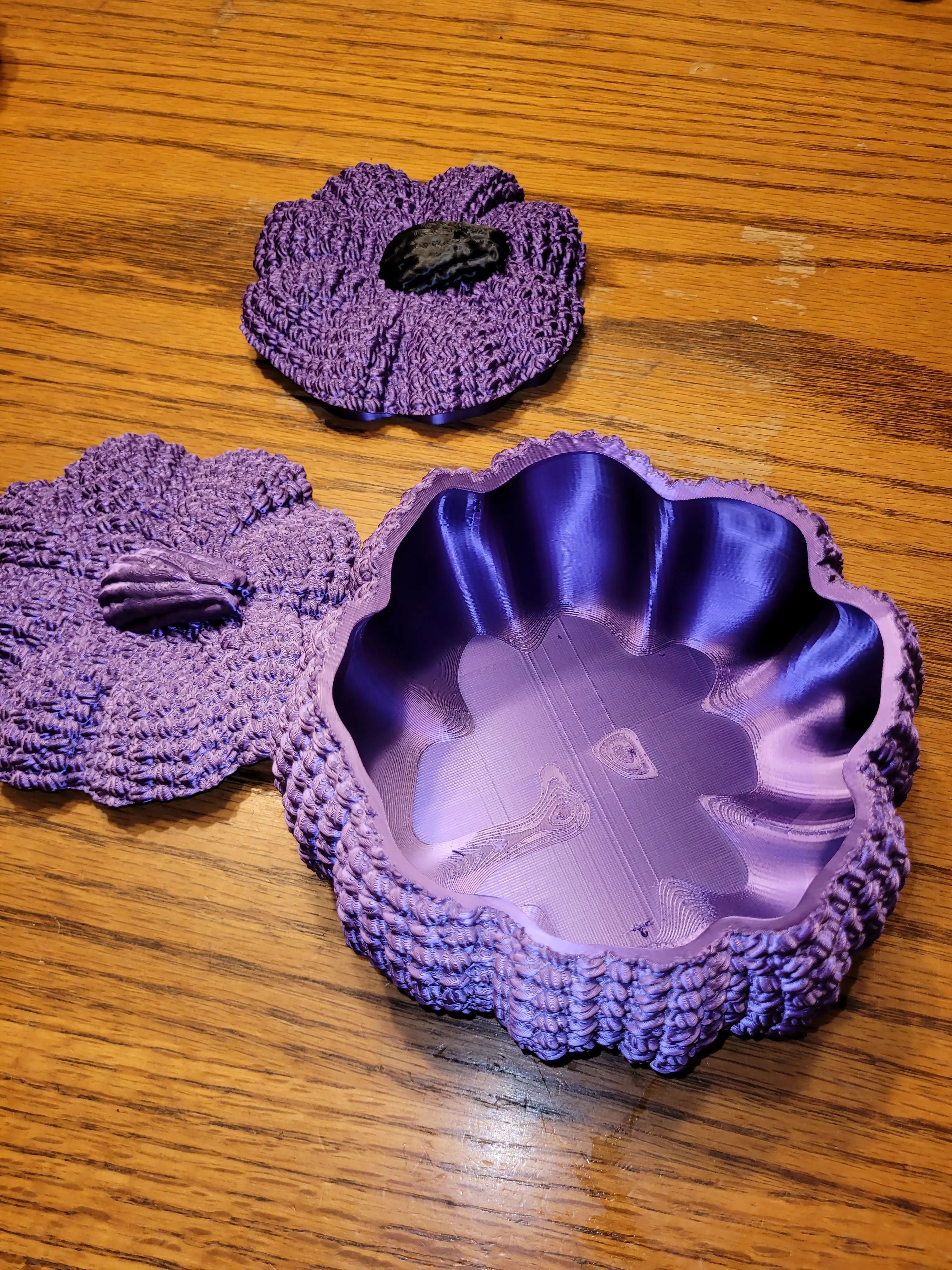 Crochet Pumpkin Bowl With Lid - Purple