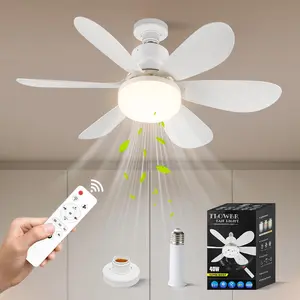 20.5-Inch E27 Ceiling Fan Light with Remote, Silent Strong Wind, Adjustable Brightness, Three Speeds, LED Energy Saving for Home