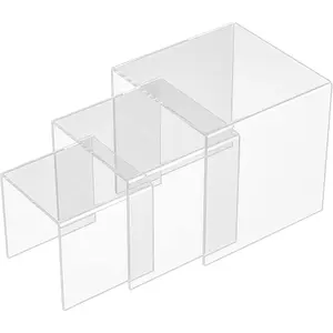 Square  Shelf Risers 3 count,  Dessert Table Display Set, Clear  Showcase Collectibles Display Shelf for  Pop, Cupcake, Toys, Watches, Table Decorations - 4''x5''x6''