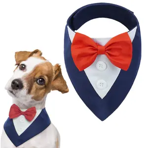 FUAMEY Dog Tuxedo for Small Dogs,Dog Formal Suit Dogs Attire Pet Bow Tie Puppy Party Costumes Cat Tux Outfits Pets Bandana Cosplay Adjustable Bowties Wedding Birthday Valentine,different colors